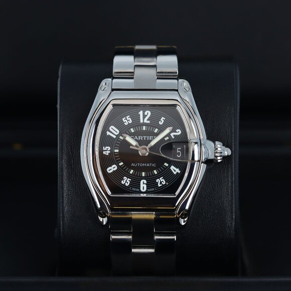 Cartier Roadster Large Automatic, Black Racing Dial - Stainless Steel Bracelet - Picture 1 of 10